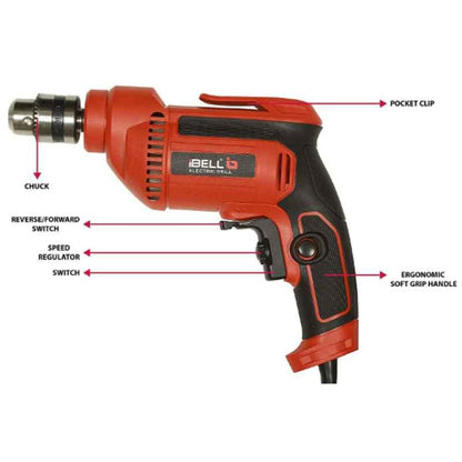 iBELL 10mm 500W Red Electric Drill