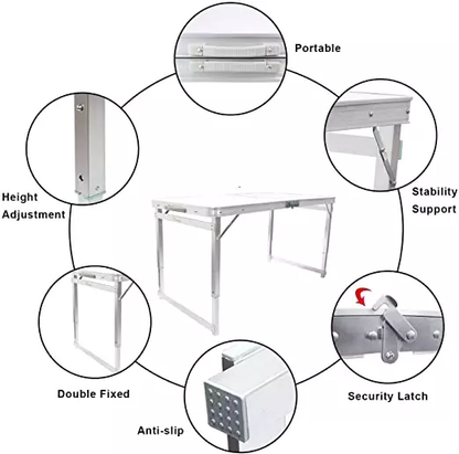 Aluminium Alloy U-shape Multifunction Blue Table and Chair Set