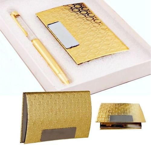 Light Gold Card Holder Corporate Gift Set