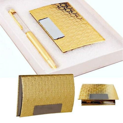 Light Gold Card Holder Corporate Gift Set